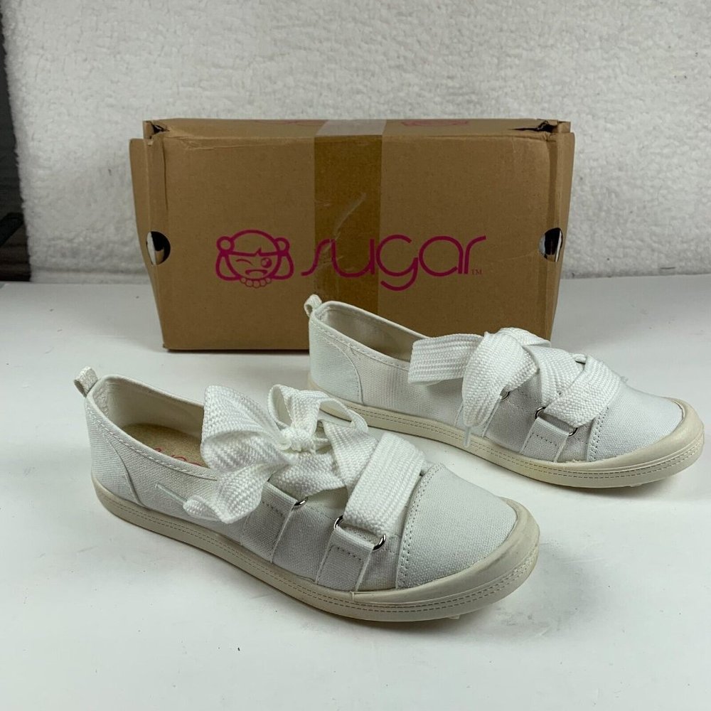 Sugar‎ Get-It Women's Slip On Sneaker Shoes White Canvas US Size 7 M Nib S0384